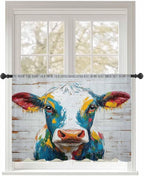 Sheer Curtains 45 Inch Length, Rustic Cow Semi Sheer Curtains Light Filtering by Unknown