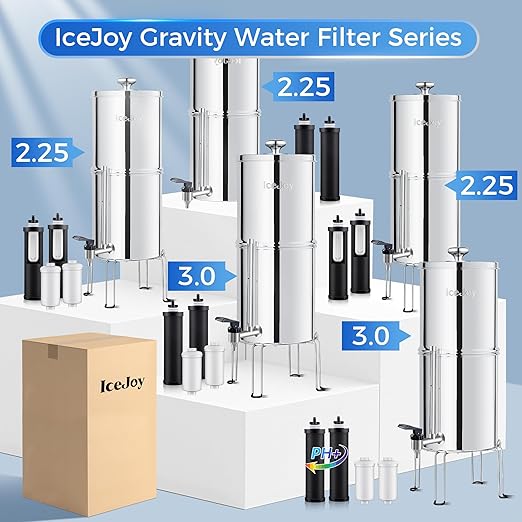 IceJoy Ultra-Filtration Gravity Water Filter System, Stainless Steel Countertop - Image 9