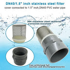 1.5 inch Stainless Steel Filter Cover Connected to 1.5 inch/DN40 Grey PVC - Image 2