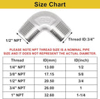 1/2" x 1/2" NPT 90 Degree Elbow 304 Stainless Steel Pipe Fittings Male Threaded - Image 2
