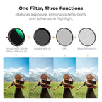 K&F CONCEPT 62mm Black Diffusion Mist Effect 1/4 & Variable ND2-32 & Circular - Image 3