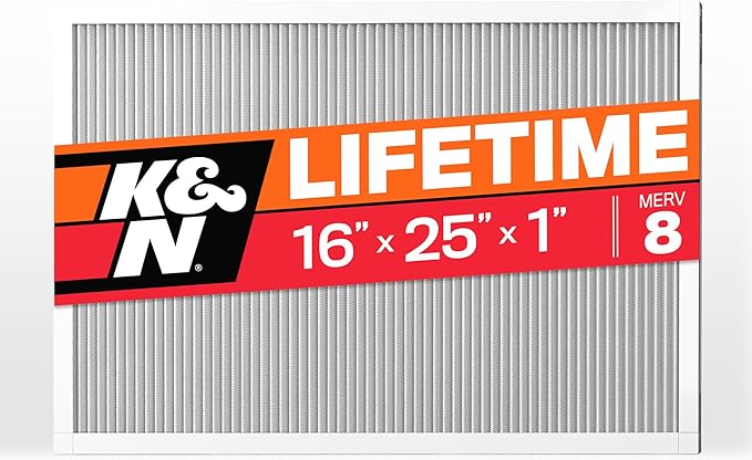 K&N 16X25X1 HVAC Furnace Air Filter, Lasts a Lifetime, Merv 8, the Last HVAC by KNEngineeringInc
