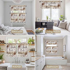 Kitchen Curtains Tiers and Valance Set of 3, Texas Star Brown Light Filtering - Image 7