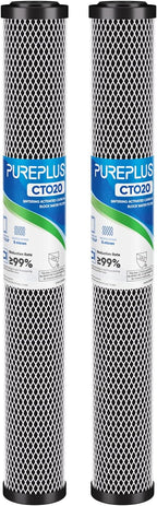 PUREPLUS 5 Micron 20" x 2.5" Whole House CTO Carbon Sediment Water Filter by PUREPLUS