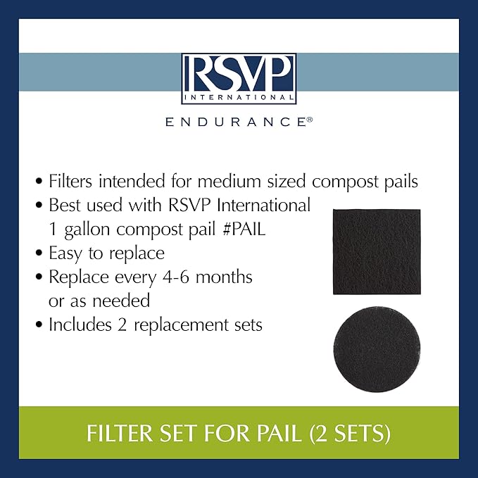 RSVP International Charcoal Compost Bin Filter 2-Piece Set Helps Keep Kitchen - Image 6