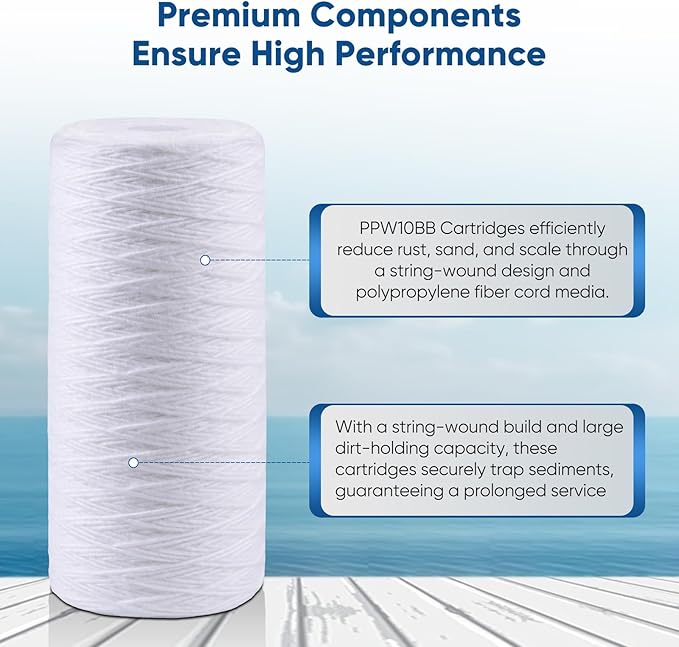 PUREPLUS 5 Micron 10 x 4.5 Whole House String Wound Sediment Filter - Image 7