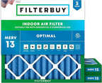 Filterbuy 12x12x2 Air Filter MERV 13 Optimal Smoke & Allergy Defense, by Filterbuy