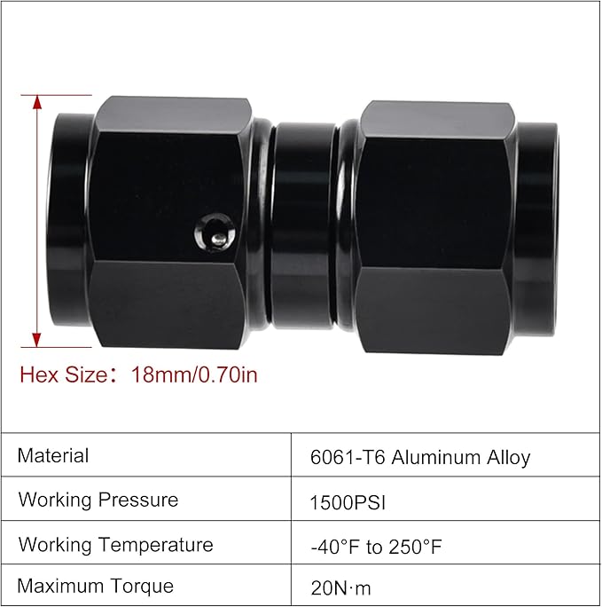 EVIL ENERGY 6AN Female to 6AN Female Straight Swivel Coupler Union Fitting - Image 2