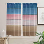 Blue Pink Brown Gradient Wood Grain Window Valance Curtains, Vintage Wood Board - Image 7