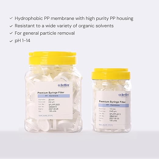 100 Pack PP Syringe Filter Lab Filters 0.2μm Pore Size 25mm Diameter - Image 3