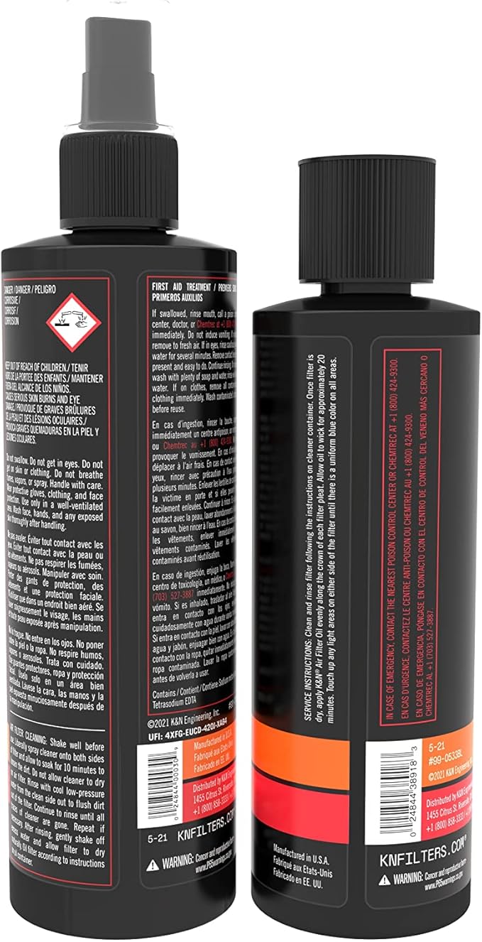 K&N Air Filter Cleaning Kit: Squeeze Bottle Filter Cleaner and Blue Oil Kit; - Image 3