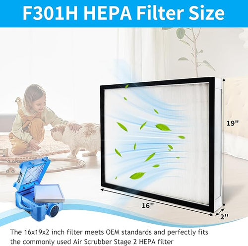 2 Pack F301H HEPA Filter, AS-550 Air Scrubber Stage 2 HEPA 550 Air Filter - Image 2