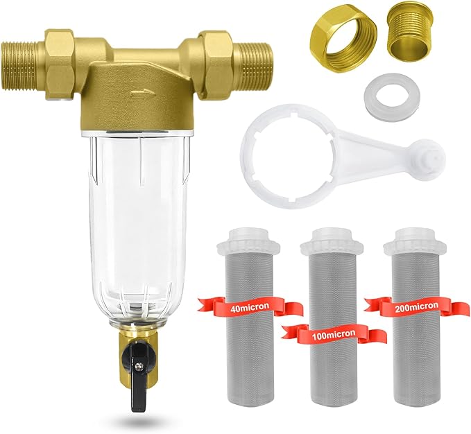 Spin Down Sediment Filter, Inline Water Filter by Heliwoo