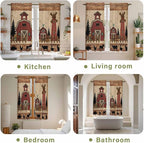 Brown Farmhouse Kitchen Curtains, Vintage Country Animals Wooden Grain Light - Image 8