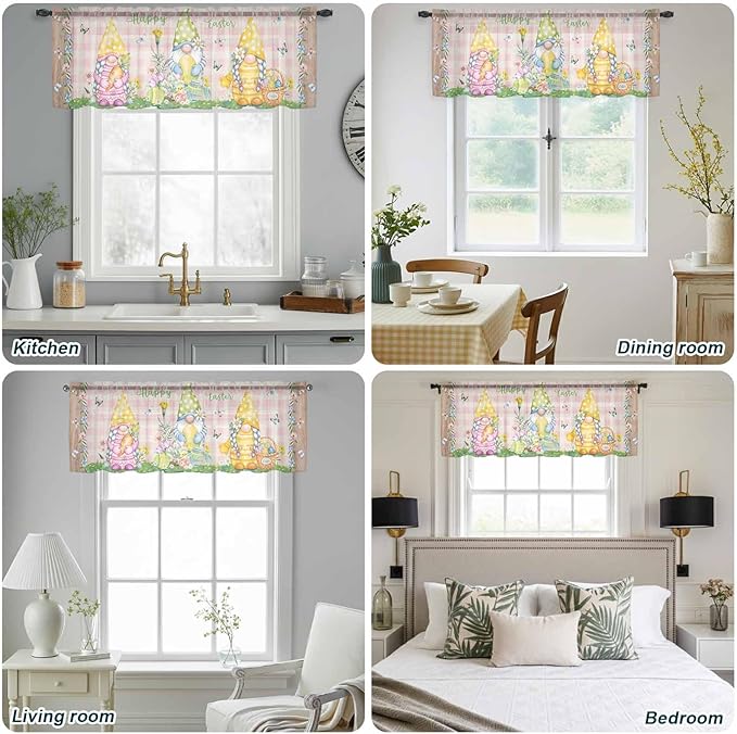Happy Easter Sheer Valances for Windows 60"x18", Light Filtering Kitchen - Image 5