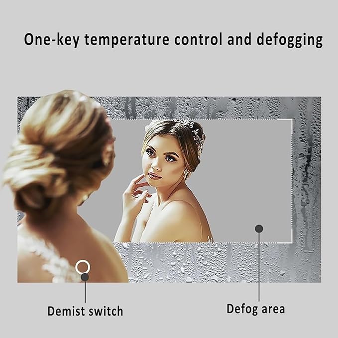 Inner Sand Smart Illuminated LED Bathroom Mirror, Wall Mounted Multifunction - Image 7