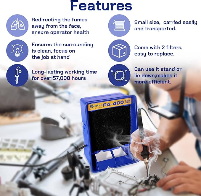 Antidious Fume Extractor Anti-ESD Solder Smoke Absorber Portable Filter - Image 4