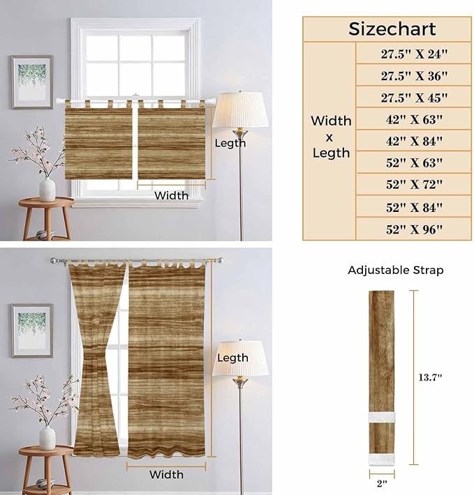 Vintage Western Bathroom Curtains 63 Inch Length, Window Curtains Tab Top - Image 8