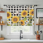 Sunflowers Kitchen Curtains 45 Inch Length, Short Cafe Window Curtains Tab Top - Image 3