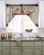 Country Star Swag Kitchen Curtains Valance and Tier Set, VintageRust Yellow - Image 2