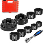 BLACKROBOT 10-Piece 3/8” Drive Oil Filter Socket Wrench Set, Metric Low Profile by BLACKROBOT