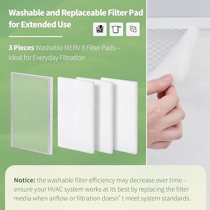 16x24x1 Reusable Air Filter MERV 8 Washable Furnace & AC Filter - Image 4