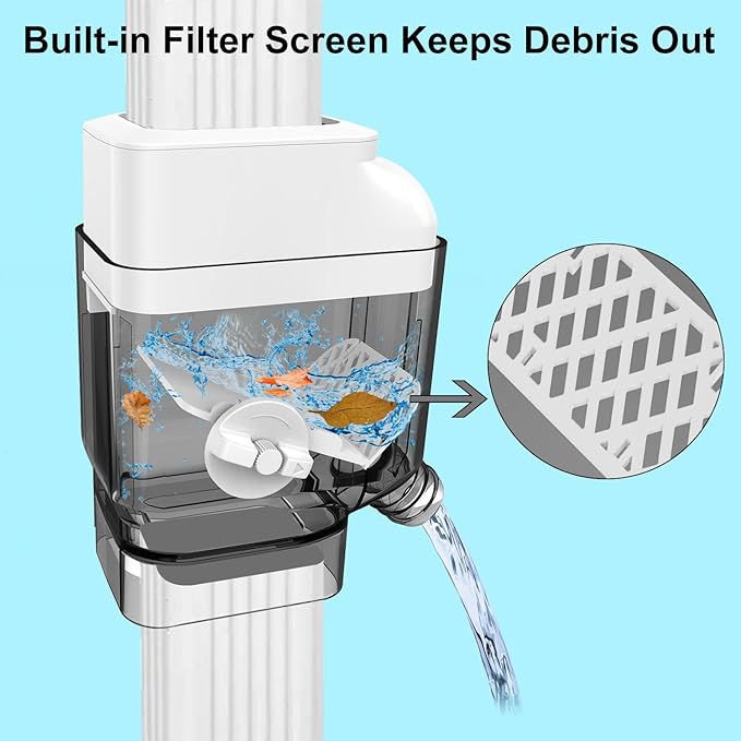 Gutter Downspout Diverter with Built-in Filter Screen Fits - Image 3