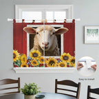 Sheep Sunflower Bedroom Curtains 63 Inch Length, Window Curtains Tab Top - Image 4