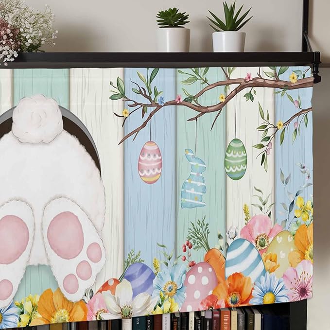 Easter Curtain Valances for Windows, Kitchen Valance Window Treatment, Spring - Image 7