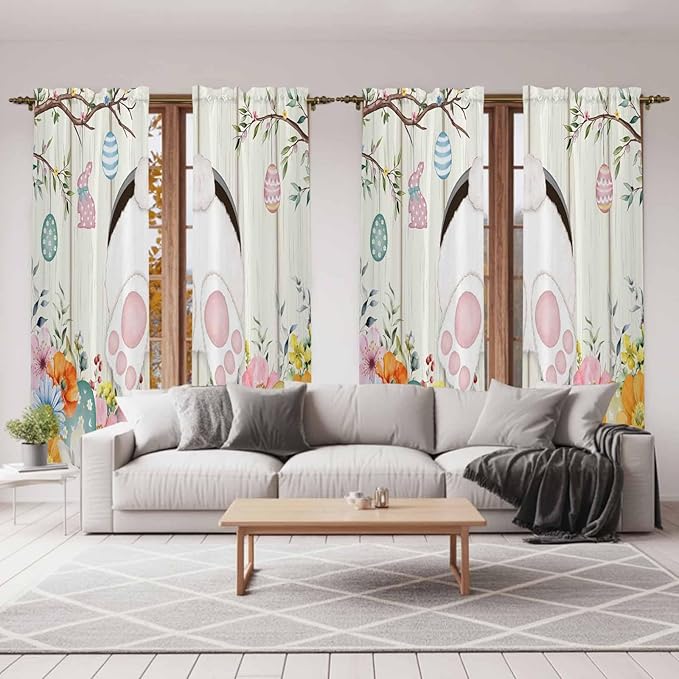 Easter Window Curtains 72 Inch Long 2 Panel Set, Rod Pocket Long Curtains & - Image 7