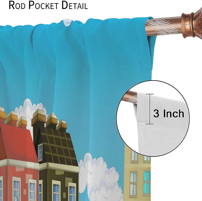 Kids Cartoon Construction Window Curtains, Funny Construction Site Cars and - Image 6