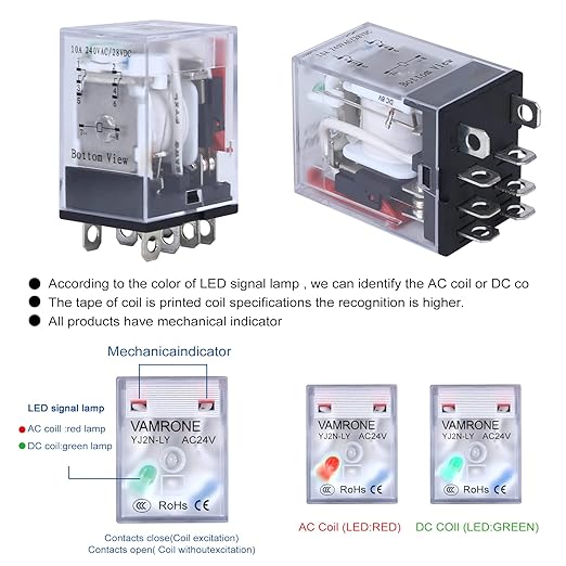 Electromagnetic Power Relay, 8-Pin 10 AMP 24V AC Relay Coil - Image 6