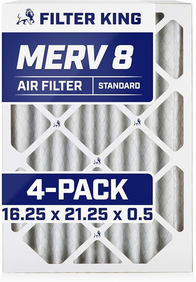 Filter King 16.25x21.25x0.5 Air Filter | 4-PACK | MERV 8 HVAC Pleated A/C by FilterKing