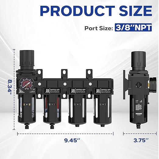 NEWPO 3/8" NPT 4 Stage Air Drying System, Particulate Filter, Coalescing Filter - Image 2