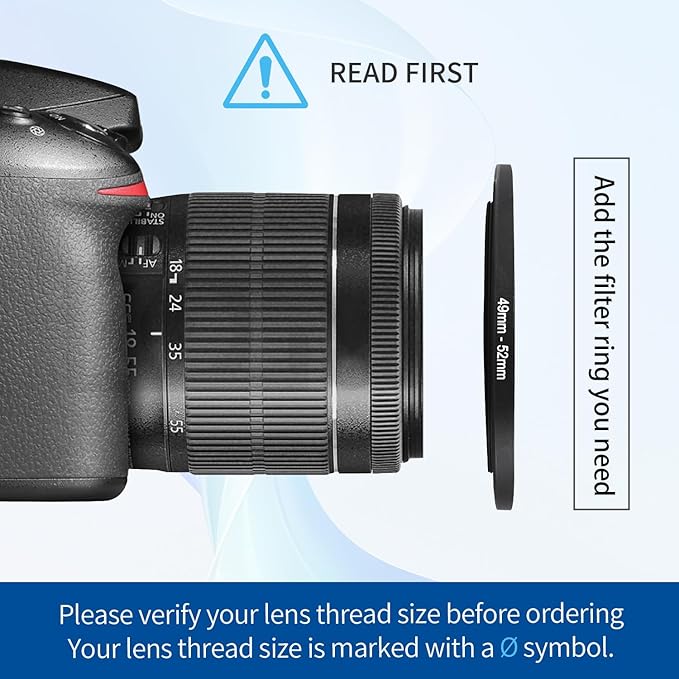 49-52mm Step-Up Ring Adapter, 49mm to 52mm Step Up Filter Ring - Image 4