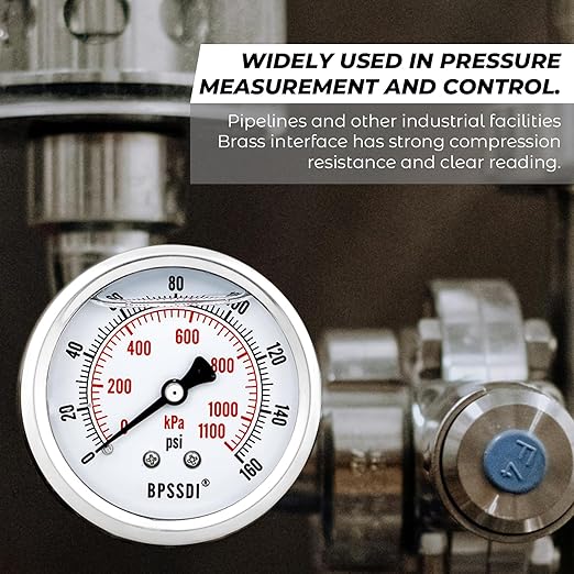 0-200 Psi Glycerin Liquid Filled Low Pressure Gauge, 2.5" Dial Size, 1/4" G - Image 2