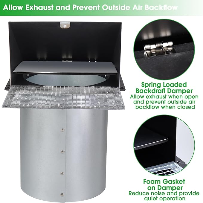 10 Inch Wall Vent Cover, Exhaust Vent Hooded Wall Vent - Image 5