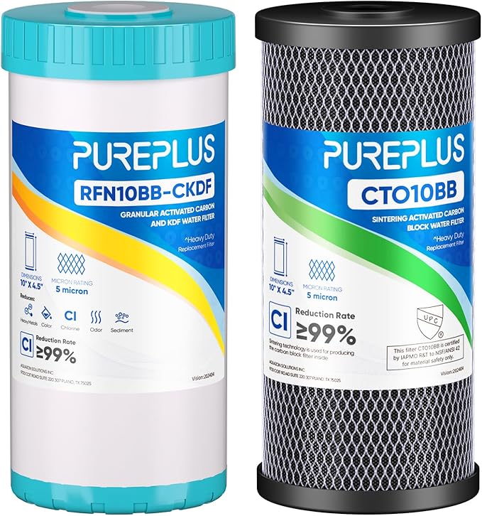 PUREPLUS 5 Micron 4.5"x 10" 2-Stage Whole House Water Filter Cartridge Combo Kit by PUREPLUS