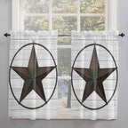 Vintage Farm Western Star Window Valance Curtains, 2 Panel by IDOWMAT