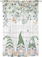 Sheer Curtains 63 Inch Length, Coastal Eucalyptus Leaf Semi Sheer Curtains by Unknown