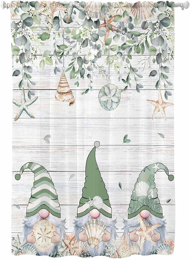 Sheer Curtains 72 Inches Long, Coastal Eucalyptus Leaf Semi Sheer Curtains by Unknown