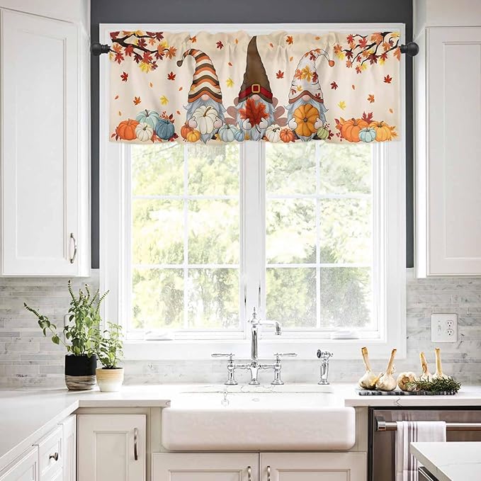 Fall Kitchen Curtain Set, Light Filtering Short Curtains Valance - Image 3