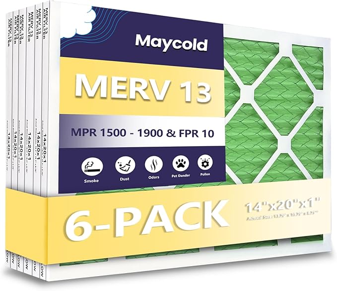 Maycold 14x20x1 MERV 13 Furnace Air Filter, High-Performance HVAC AC Filters by Maycold