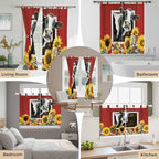 Cows Sunflowers Living Room Curtains 96 Inch Length, Window Curtains Tab Top - Image 7