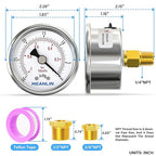 MEANLIN MEASURE -30inHG~0Psi Vacuum Gauge Stainless Steel 1/4" NPT 2" FACE DIAL - Image 2