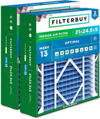 Filterbuy 21x24.5x5 Air Filter MERV 13 Optimal Smoke & Allergy Defense by Filterbuy