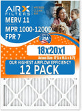 18x20x1 Air Filter MERV 11 Rating, 12 Pack of Furnace Filters Comparable to MPR by AIRXFILTERSWICKEDCLEANAIR