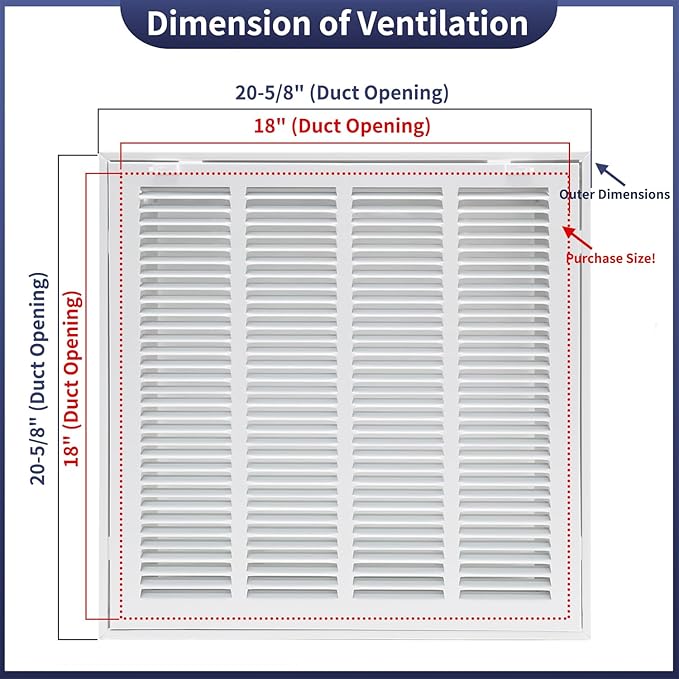 18"W x 18"H Steel Return Air Filter Grille - Image 2