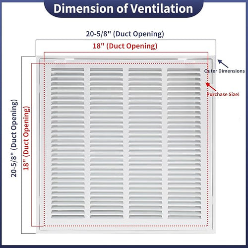 18"W x 18"H Steel Return Air Filter Grille - Image 2