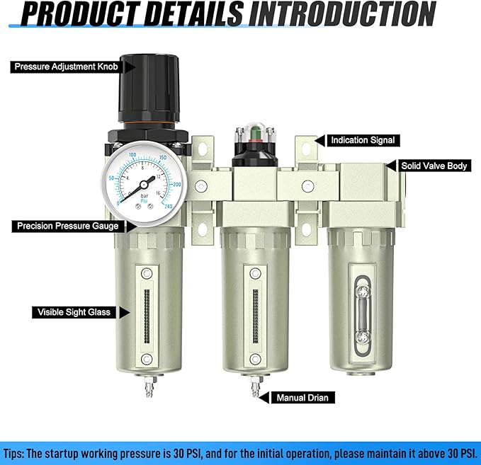 Heavy Duty Industrial Grade 3/4" NPT 3 Stage Air Drying System, Coalescing - Image 4